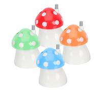 Cabilock 4Pcs Press-type Mushroom Toothpick Holders High-durability Plastic Storage Cases for Home Table Decorative Floss Containers Portable Toothpick Dispensers Random Color