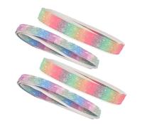 Cabilock 4pcs PU Non-slip Racket Grip Wraps for Tennis Badminton Fishing Rods Sweat-absorbing Overgrips Handle Tape with Rainbow Color Stylish Design for Sports Equipment