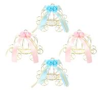 Cabilock 4pcs Pumpkin Cart Shape Candy Boxes Wedding Supply Party Favor Containers with Ribbon Iron Material Safe Sweets Packaging for Celebration Occasions