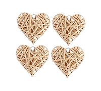 Cabilock 4PCS Rattan Willow Heart Shaped Hanging Pendant Large 15CM Colourful Wall Decor for Bar Living Room Wedding Party Decorations