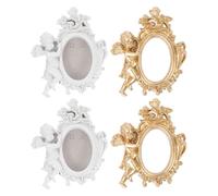 Cabilock 4pcs Resin Oval Picture Frame - Antique Photo Frame - Angel Statue Baroque Vintage Table Top Display Ornament For Museum Home Victorian Wedding Holiday Decor