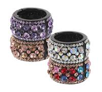 Cabilock 4Pcs Rhinestone Hair Claw Clips Round Ponytail Holders Hair Buckles Accessories for Women Styling Updo Decoration White Purple Rose Red Light Gold