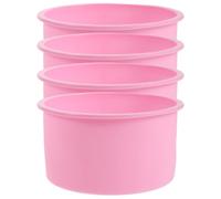 Cabilock 4pcs Round Silicone Cake Molds Set for Baking, Nonstick Pink Mini Round Silicone Cake Pans with Seamless Surface and Temperature Resistant Flexible Bakeware for Easy Release