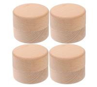 Cabilock 4pcs Round Wood Box: Wooden Keepsake Holder - Mini Gift Box - Decorative Jewelry Storage for Rings Coins Tooth Fairy Keepsake Wedding Engagement Gifts