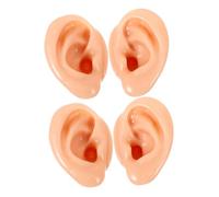 Cabilock 4pcs Silicone Human Ear Model Practice Anatomy Ear Dummy Soft Fake for Jewelry Display Props Holder