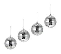 Cabilock 4Pcs Silver Glass Mirror Balls Decor, Classic Reflective Sphere Ornaments for Bright Photo Backgrounds, Dance Floors and Musical Festivals
