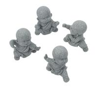 Cabilock 4pcs Small Buddha Monk Statue Sandstone Feng Shui Figurines for Zen Garden Car Dashboard Office Shelf Decoration