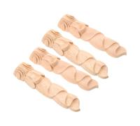 Cabilock 4pcs Solid Wood Carved Applique Onlay with Flower Pattern Unfinished Vintage Furniture Decals for Living Bedroom Decor Natural Wood Embellishments