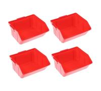 Cabilock 4pcs Stackable Warehouse Parts Organizers Tool Storage Bins with Compartments for Garage and Workshop Abs Material Red Multi-functional Item Storage