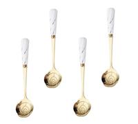 Cabilock 4pcs Stainless Steel Flower Shaped Spoons Elegant Dessert Coffee Utensils Creative Mixing Spoons for Cakes Ice Cream More Stylish Practical Kitchen Essential