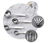Cabilock 4Pcs Stainless Steel Measuring Spoon Kit with Long Handles for Precise Cooking Baking Utensils Lightweight Compact Nursing Measuring Utensils
