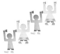 Cabilock 4Pcs Stainless Steel Over The Door Hooks Human Shape Set, 2 Male + 2 Female Decorative Utility Hooks for Kitchen Cabinet and Drawer Storage, Nail-Free Installation