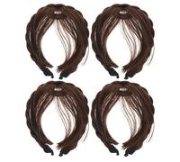 Cabilock 4pcs Synthetic Hair Wigs Front Bangs Topper Braided Fringe Headband Hair Extensions for Women and Quick Install Stable Non-slip