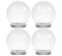 Cabilock 4Pcs Transparent Plastic Snow Globe Accessories Set, Xmas Diy Round Water Globes, Clear Fillable Baubles Christmas Ball Decoration for Crafting