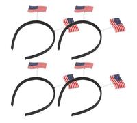 Cabilock 4pcs Usa Flag Headbands for Women, Lightweight Plastic Patriotic Hairbands with Bold Stars and Stripes Design, for International Soccer Football Tournament Parties