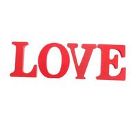 Cabilock 4pcs Valentine Red Wood Love Letters Ornament Smooth Desktop Decoration for Wedding Anniversary Romantic Home and Office Display