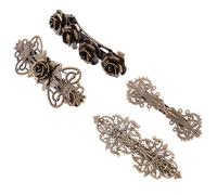 Cabilock 4Pcs Vintage European Style Hair Pins Hair Clips Barrettes Copper Accessories Spring Clips Floral Design for Women