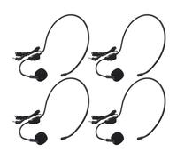 Cabilock 4pcs Wired Over-ear Headset Microphone with Omnidirectional Mic and Voice Amplifier for Singing, Teaching, Coaching, Public Speaking - Black Air Tube Earset Wired Mic