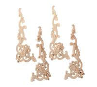 Cabilock 4pcs Wood Carved Appliques Unpainted Wood Onlays for Furniture and Cabinet Decor for DIY Projects Versatile Corner Decals for Home Enhancement