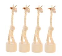 Cabilock 4pcs Wood Finger Puppets: Handcraft Wooden Giraffe Figurines - Wood Finger Giraffe Puppet Dancing Animal Ornaments For Room Decor Travel Companion