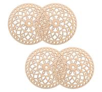 Cabilock 4Pcs Wooden Crochet Basket Bottoms, Hollow Round DIY Basket Bases for Craft Weaving, 14Cm Diameter Wooden Circles for Bag Making and Tea Coasters