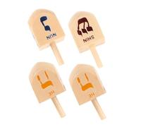 Cabilock 4pcs Wooden Hanukkah Dreidel Toys Decorations Chanukah Fun Gyroscope Jewish Home Decorations Educational Spin Tops