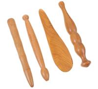Cabilock 4pcs Wooden Scraping Massager Stick for Acupoint Massage, Easy to Hold Manual Foot Massager Tool for Skin Care and Relief a Long Walk, Traditional Retro Design Beauty Gadget