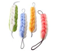 Cabilock 4pcs Woven Back Scrubber Shower Strip Exfoliating Body Scrubber with Pink Green Blue Yellow for Shower Bath Use