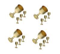 Cabilock 4sets Vintage Style Copper Chalice Goblets Elegant Retro High Stemmed Communion Cups for Holy Worship Ritual Altar Decoration Solid Brass Wine Glasses with Comfortable Grip 4pcs*4