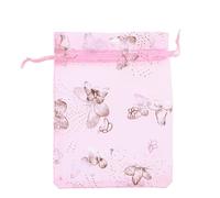 Cabilock 50 Pieces Pink Organza Gift Bags with Drawstring Closure, Elegant 9x12cm Wedding Favour Pouches for Jewelry, Candy, and Party Presents, Easy to Open and Close