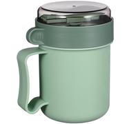 Cabilock 500ml Microwave Soup Mug with Lid and Spoon Leakproof Breakfast On The Go Cup for Overnight Oats Porridge Yoghurt Cereal Container Green