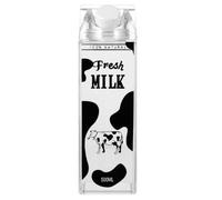 Cabilock 500ml Milk Carton Cow Printed Plastic Clear Milk Bottle Portable Water Bottle for Outdoor Sports Travel Camping