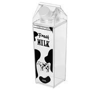 Cabilock 500ml Milk Carton Water Bottle Plastic Clear Milk Box Cartoon Cow Pattern Water Bottle Juice Box Plastic Water Jug Portable Bottle for Drinks Beverage Juice