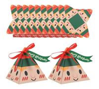 Cabilock 50pcs Christmas Candy Boxes with Santa Face for Wrapping Candy and Small, White Cardboard Party Favor Containers for Christmas Party and Baking Cake Gifts