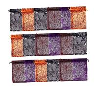 Cabilock 50pcs Halloween Spider Web Gauze Drawstring Bags Mixed Colors Decorative Candy Cookie Treat Holders for Party Favors and Gift Packaging