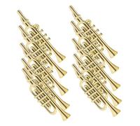 Cabilock 50pcs Miniature Musical Instruments Small Gold Tone Mini Trumpet and Saxophone Ornaments for Dollhouse Holiday Party Decor DIY Crafts Sturdy Plastic with Shiny Finish