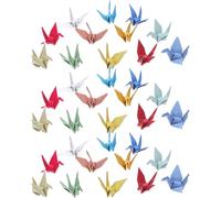 Cabilock 50pcs Premade Origami Paper Cranes with Glitter Gold Dust, Wedding Party Crane Decorations, DIY Craft Folding Paper for Bridal Shower and Table Centerpieces Random Style