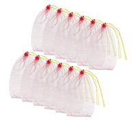 Cabilock 50pcs Reusable Organic Mesh Produce Bags Onion Corn Potato Storage Breathable Mesh Long Handle Shopping Tote