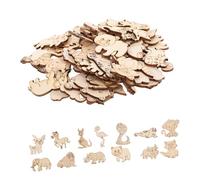 Cabilock 50pcs Unfinished Animal Wood Cutouts for Crafts Rustic Wooden Embellishments DIY Painting Ornaments Creative Wooden Slices for Home Decor and Handmade Projects