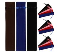 Cabilock 50pcs Velvet Drawstring Pen Pouch Soft Single Pen Case Portable Pencil Sleeve for School Office Art Supplies in Black Red Bronze Blue Pink