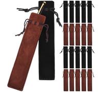 Cabilock 50pcs Velvet Drawstring Pen Sleeve Pouch Bag Set, Black and Coffee Color, Protective Pen Bags for School and Student Stationery Storage