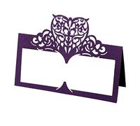 Cabilock 50pcs Wedding Place Cards, Purple Name Cards for Table Setting, Wedding Invitations Envelopes Seating Plan Paper for Banquets Dinner Parties Hollow Heart