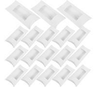 Cabilock 50Pcs White Pillow Boxes with Window for Candy, Chocolate, Jewelry Packaging - 16X7.8X2.5Cm Paper Dessert Boxes for Bakery Display and Party Favors