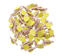 Cabilock 50pcs Yellow Heart Wooden Clips for Photos Diy Crafts and Decorations Cute Love Mini Clips Natural Wood Material for Weddings Scrapbooking and Art Projects