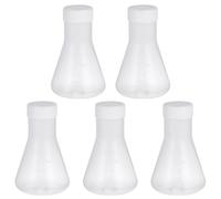 Cabilock 5pcs 50ml Plastic Erlenmeyer Flask with Lid, Pp Conical Laboratory Flask for Chemical Experiments and Science Supply Random Style