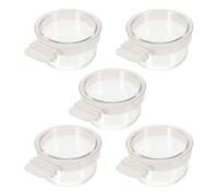 Cabilock 5pcs Acrylic Parrot Feeders Hanging Bird Cage Food Bowls with Reasonable Capacity and Fixed Design Suitable for Parrots and Pigeons to Hang in The Cage