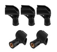 Cabilock 5PCS Black Plastic Microphone Clip Holders with Copper Thread Screw Adapters for Indoor Outdoor Stage Performances Mic Mounts Safe Shock Drop Resistant