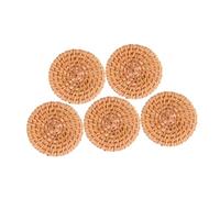 Cabilock 5pcs Bohemian Rattan Earring Charms Handwoven Solid Circle Connectors for DIY Jewelry Making Natural Brown Woven Pendants for Women Artistic Earrings Craft Projects
