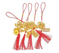 Cabilock 5pcs Chinese Year Hanging Dragon Ornaments with Tassels for Bonsai Window Decorations Reusable Zodiac Dragon Pendants for Home Office Restaurant Festive Decor