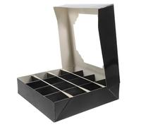 Cabilock 5pcs Chocolate Rose Candy Boxes Window, 16-Compartment Black Paper Favor Boxes for Wedding, Valentine's Day, and Party Cookie Packaging